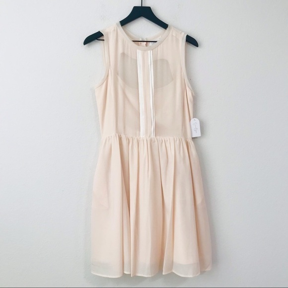 New! Jessica Simpson Fit & Flare Chiffon Tulle Blush Pink Party Cocktail Dress - Picture 2 of 12